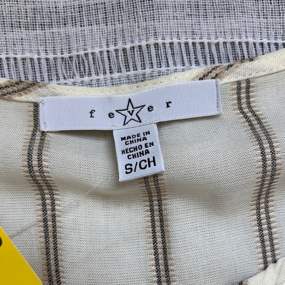 Fever NWT Cream Stripped Peasant Blouse - Picture 4 of 13